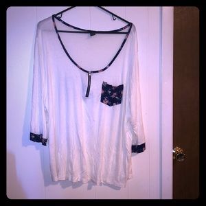 White and Blue 3/4 sleeve T-Shirt